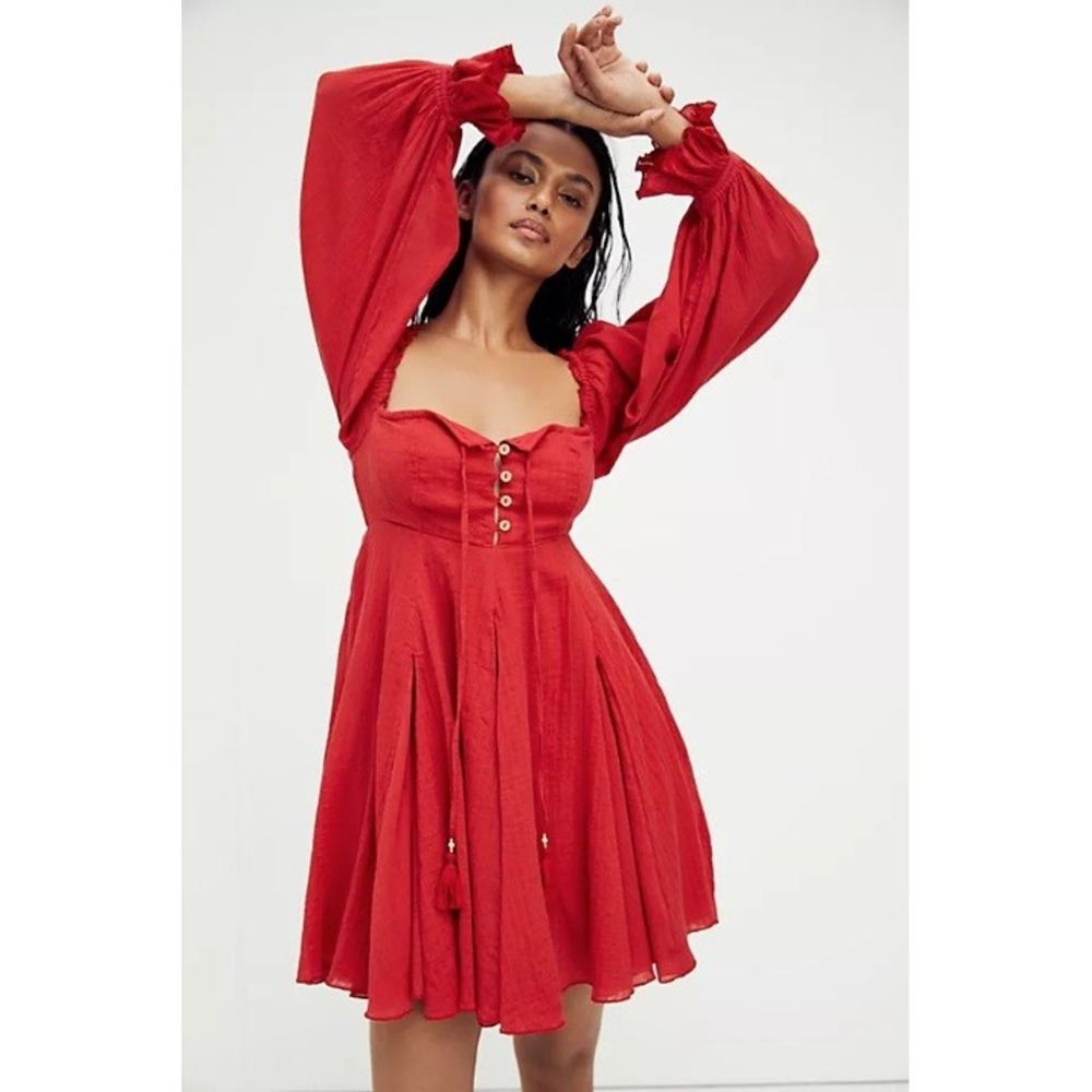 Free People How About You Mini Dress Red Tulip XS